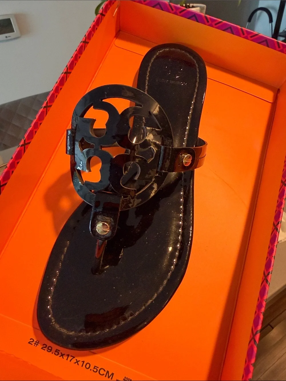 Tory Burch Miller Sandals - Black Patent Leather